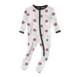 Kickee Pants Boy Footie w/Zipper Natural Basketball
