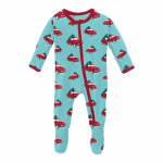 Kickee Pants Boy Footie w/Zipper Iceberg Trucks & Trees