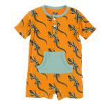 Kickee Pants Kangaroo Romper Apricot Bead Lizard