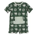 Kickee Pants Kangaroo Romper Topiary Tuscan Sheep