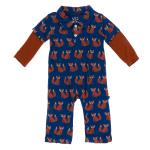 Kickee Pants L/S Double Layer Polo Romper Navy Fox