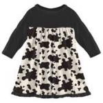 Kickee Pants L/S Swing Dress Cow Print