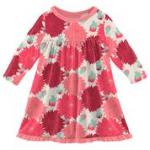 Kickee Pants L/S Swing Dress Natural Dahlias