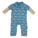 Kickee Pants L/S Double Layer Polo Romper Blue Moon Sea Otter