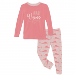 Kickee Pants Girl L/S Pajama Set Graphic Tee Baby Rose Mermaid