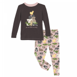 Kickee Pants Girl L/S Pajama Set Baby Rose Too Many Stuffies
