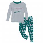 Kickee Pants Boy L/S Pajama Set Cedar Santa Dogs