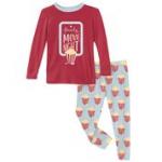 Kickee Pants Boy L/S Pajama Set Illusion Blue Popcorn