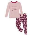 Kickee Pants Girl L/S Pajama Set Melody Santa Dogs