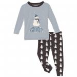 Kickee Pants Boy L/S Pajama Set Midnight Tiny Snowman