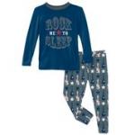 Kickee Pants Boy L/S Pajama Set Slate Guitar & Stars
