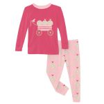 Kickee Pants Girl L/S Graphic Tee Pajama Set Lotus Hay Bales