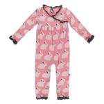 Kickee Pants L/S Kimono Ruffle Romper Strawberry Forest Rabbit