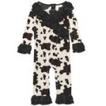 Kickee Pants L/S Kimono Double Ruffle Romper Cow Print