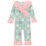 Kickee Pants L/S Kimono Double Ruffle Romper Pistachio Donuts