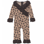 Kickee Pants L/S Double Ruffle Romper Suede Cheetah Print
