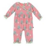 Kickee Pants L/S Kimono Ruffle Romper Strawberry Milk