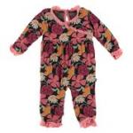 Kickee Pants L/S Kimono Ruffle Romper Zebra Market Flowers