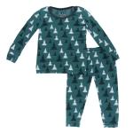 Kickee Pants Boy L/S Pajama Set Cedar Christmas Trees