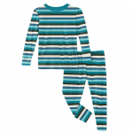 Kickee Pants Boy L/S Pajama Set Ice Multi Stripe