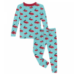 Kickee Pants Boy L/S Pajama Set Iceberg Trucks & Trees