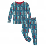 Kickee Pants Boy L/S Pajama Set Twilight Skis