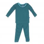 Kickee Pants Boy L/S Pajama Set Solid Cedar w/Confetti