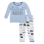 Kickee Pants Boy L/S Pajama Set Natural Cars & Trucks