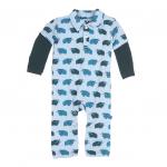 Kickee Pants L/S Polo Romper Pond Musk Ox
