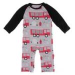 Kickee Pants L/S Raglan Romper Feather Firefighter