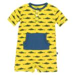 Kickee Pants Kangaroo Romper Lemon shark