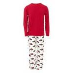 Kickee Pants Men L/S Pajama Set Natural Christmas Hippo