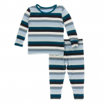 Kickee Pants Boy L/S Pajama Set Meteorology Stripe