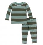 Kickee Pants Boy L/S Pajama Set Paleontology Fauna Stripe