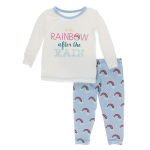 Kickee Pants Unisex L/S Pajama Set Pond Rainbow After the Rain
