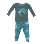 Kickee Pants Boy L/S Pajama Set Lagoon Hammerhead