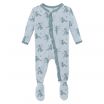 Kickee Pants Girl Ruffle Footie w/2way Zipper Illusion Blue Forest Fairies