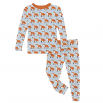 Kickee Pants Boy L/S Pajama Set Illusion Blue Fox & The Crow