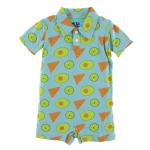 Kickee Pants Polo Romper Avocado Chips & Lime