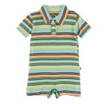 Kickee Pants Polo Romper Cancun Glass Stripe