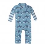 Kickee Pants L/S Polo Romper Blue Moon Orca