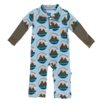Kickee Pants L/S Polo Romper Pond Volcano