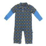 Kickee Pants L/S Polo Romper Stone Tractor
