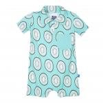 Kicke Pants S/S Polo Romper w/pocket Kiwi