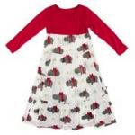 Kickee Pants L/S Tiered Dress Natural Christmas Hippo