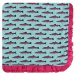 Kickee Pants Toddler Blanket Ruffle Glass Rainbow Trout