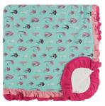 Kickee Pants Toddler Blanket Sherpa Lined Ruffle Glass Fishing Flies