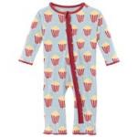 Kickee Pants Girl Ruffle Coverall w/Zipper Illusion Blue Popcorn