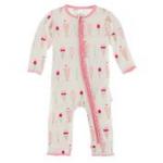 Kickee Pants Girl Ruffle Coverall w/Zipper Natural Ice Cream Shop