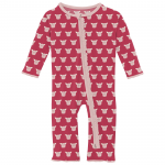Kickee Pants Girl Ruffle Coverall w/Zipper Cherry Pie Furry Friends